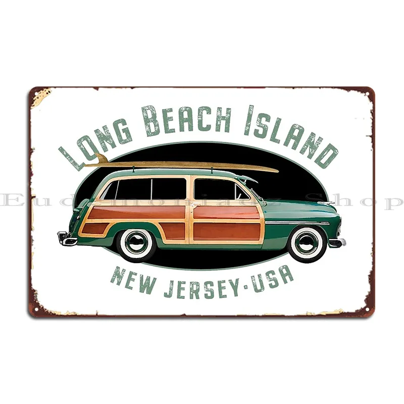 Long Beach Island New Jersey Vintage Surfing Metal Sign Vintage Cinema Design Design Design Tin Sign Poster