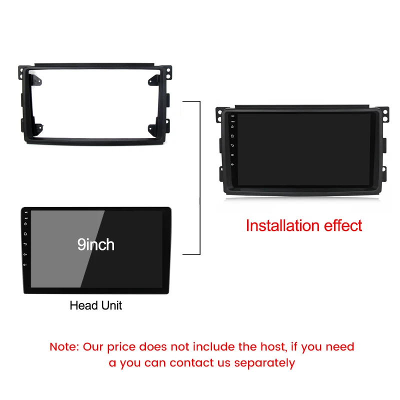 9inch Android Car Radio Fascia Adapter For Mercedes Benz Smart Fortwo W451 2006~2009 Headunit Frame Harness Dash Fitting Panel