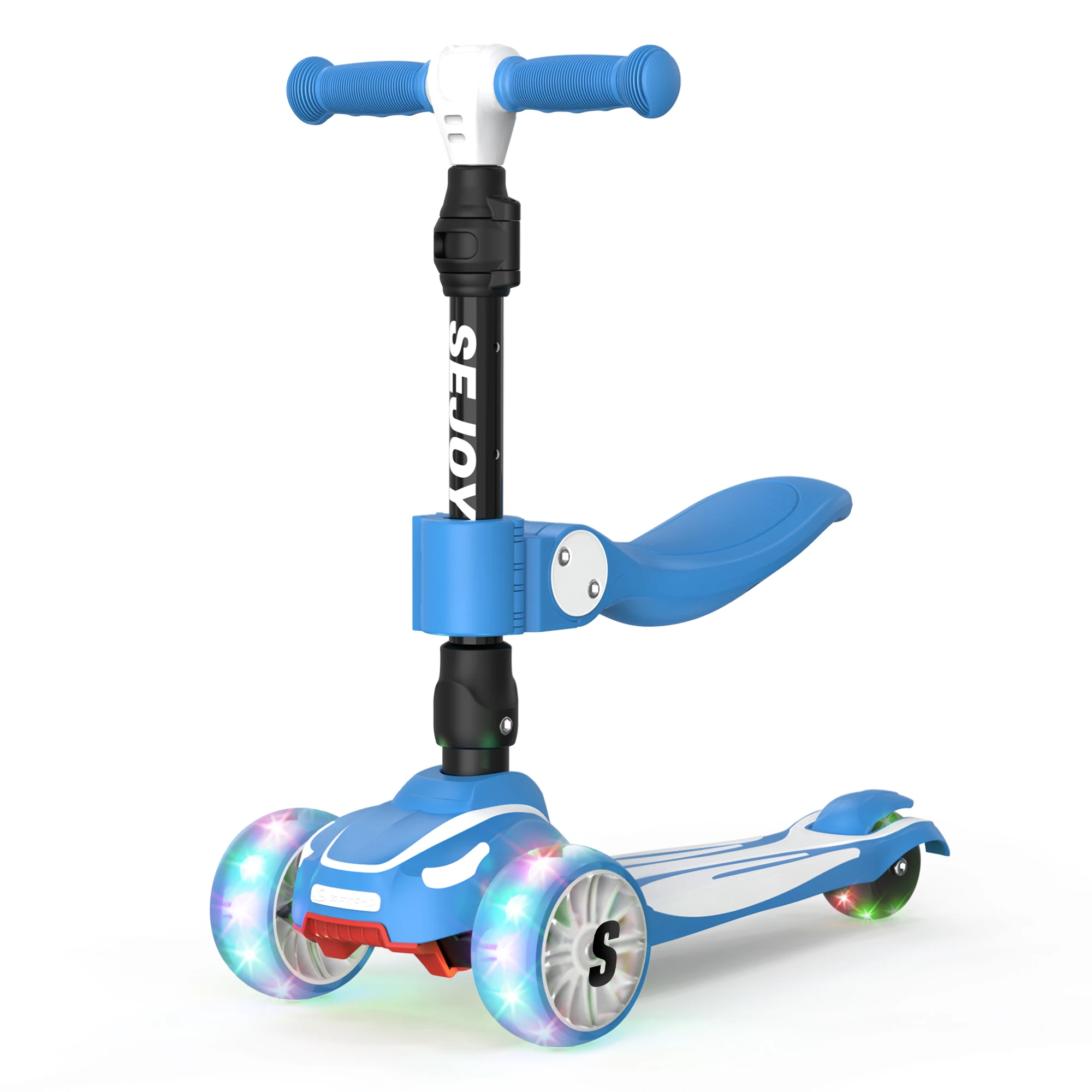 Kids 3 Wheel Scooter with LED Wheels – Adjustable Height Sit & Stand Toddler Scooter