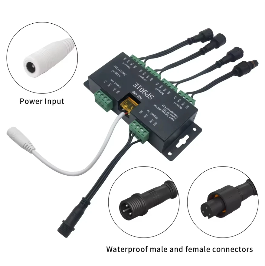 Description Picture 6 of itemRGB RGBW SPI Pixels Signal Repeater SP901E Led Signal Amplifier for addressable WS2812 APA102 SK6812 Led Strip Light