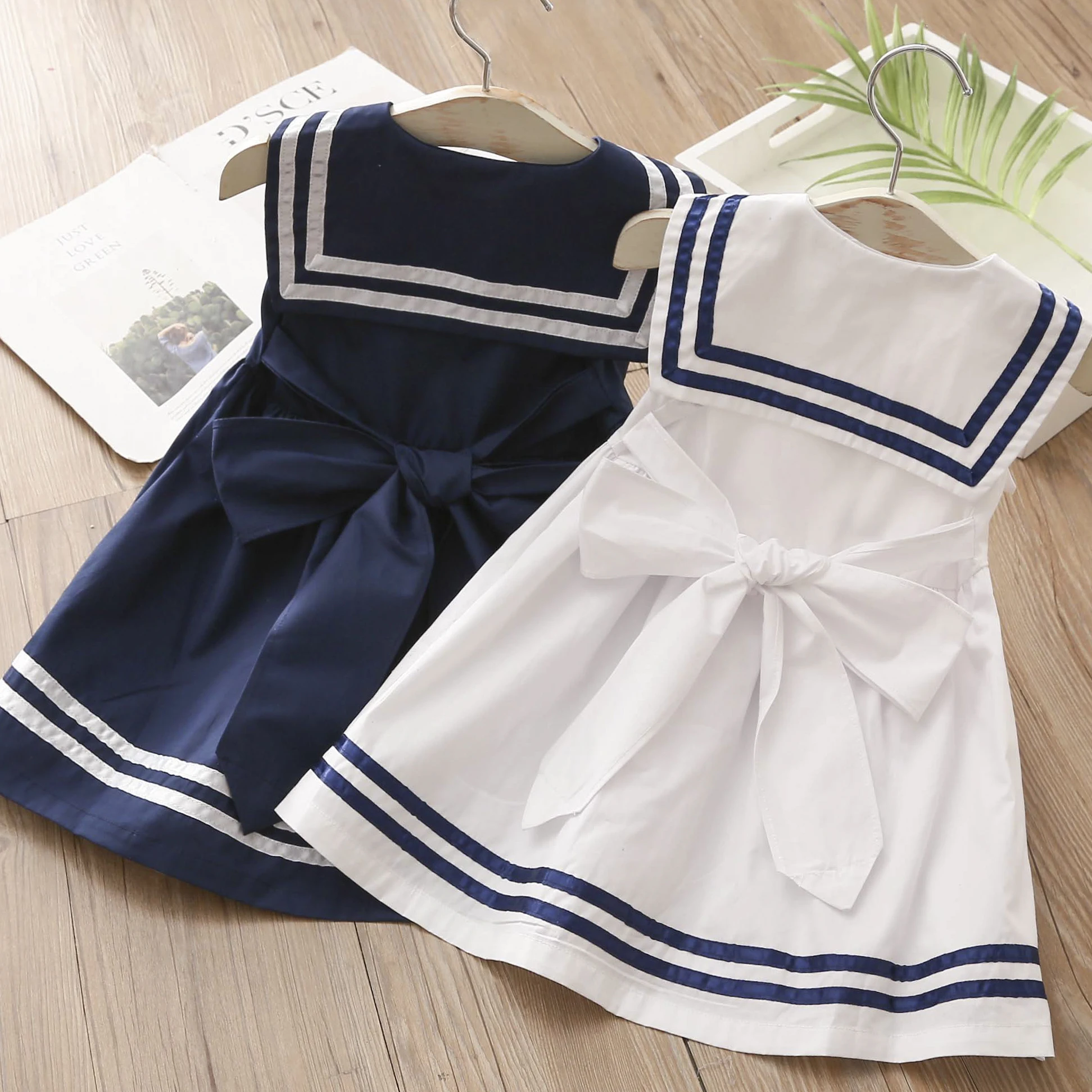 2-10T Years Children Girls Dress Navy Vest Dress