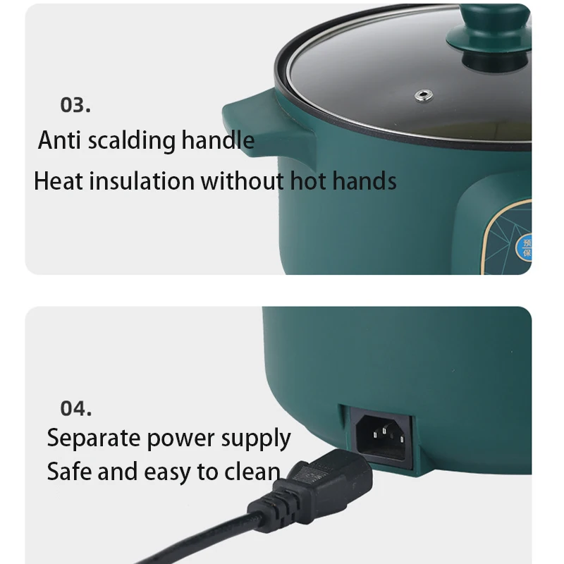 Household Electric Cooker StainlessSteel Cooking Surface Electric Hot Pot Steamer Student Dormitory Multi-functional