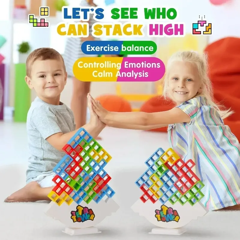 Jigsaw Building Block Toys, Fun Balance Stacking Games, Construction Board Games Russian Building Block Children's Tabletop Toys - 4