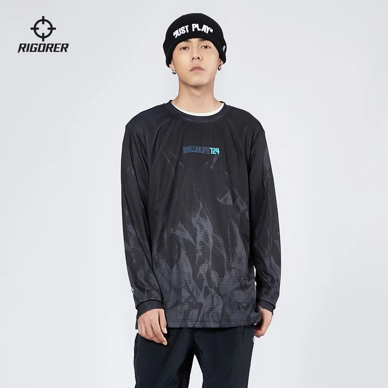 Rigorer Personal Image Round Men's Long Sleeve Round Neck Winter Quick-drying Sweat T-shirt Basketball Clothes
