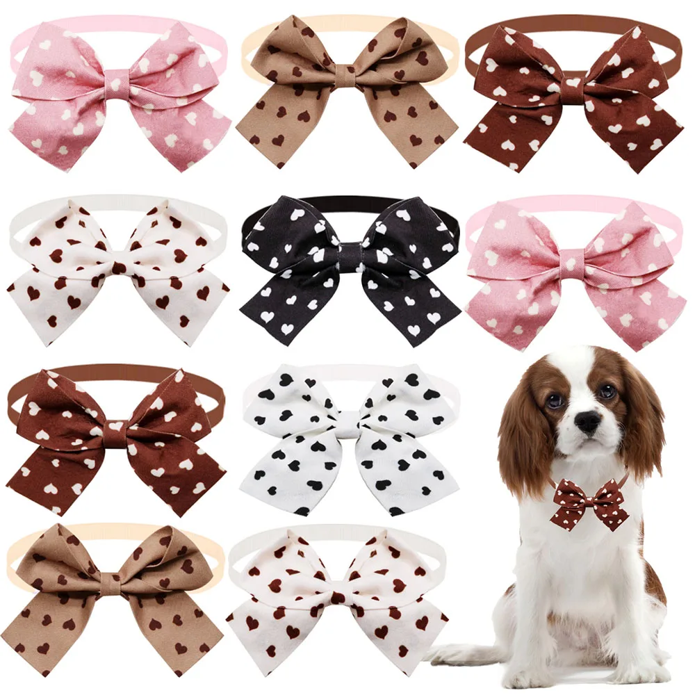 10PCS Heart Print Dog Bow Ties Adjustable Puppy Bowties Small Pet Bows Collars For Dogs and Cats Fashion Dog Grooming Supplies 10PCS Heart Print Dog Bow Ties Adjustable Puppy Bowties Small Pet Bows Collars For Dogs and Cats Fashion Dog Grooming Supplies