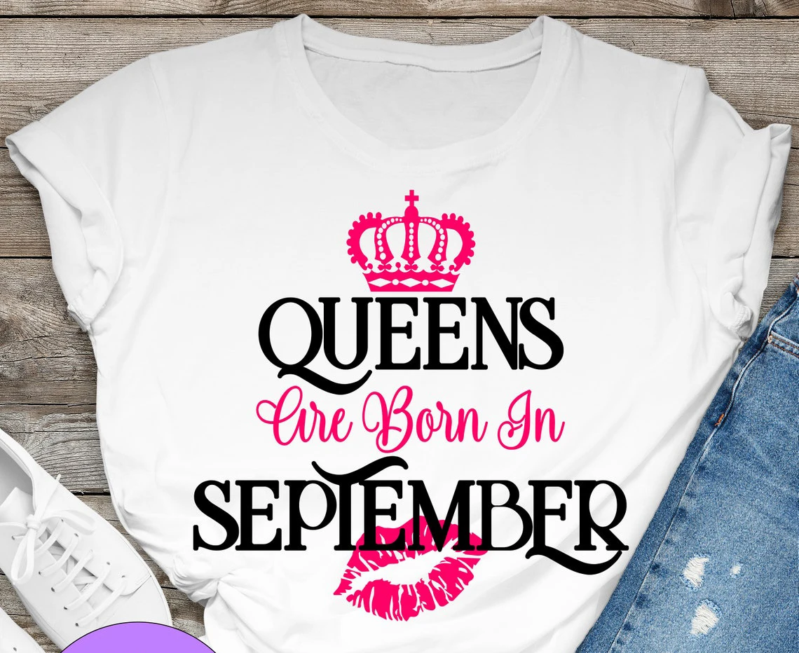 

Queens Are Born In August/September/March/November Graphic Print Tshirt Women'S Clothing Sexy Lips Birthday Gift T Shirt Femme