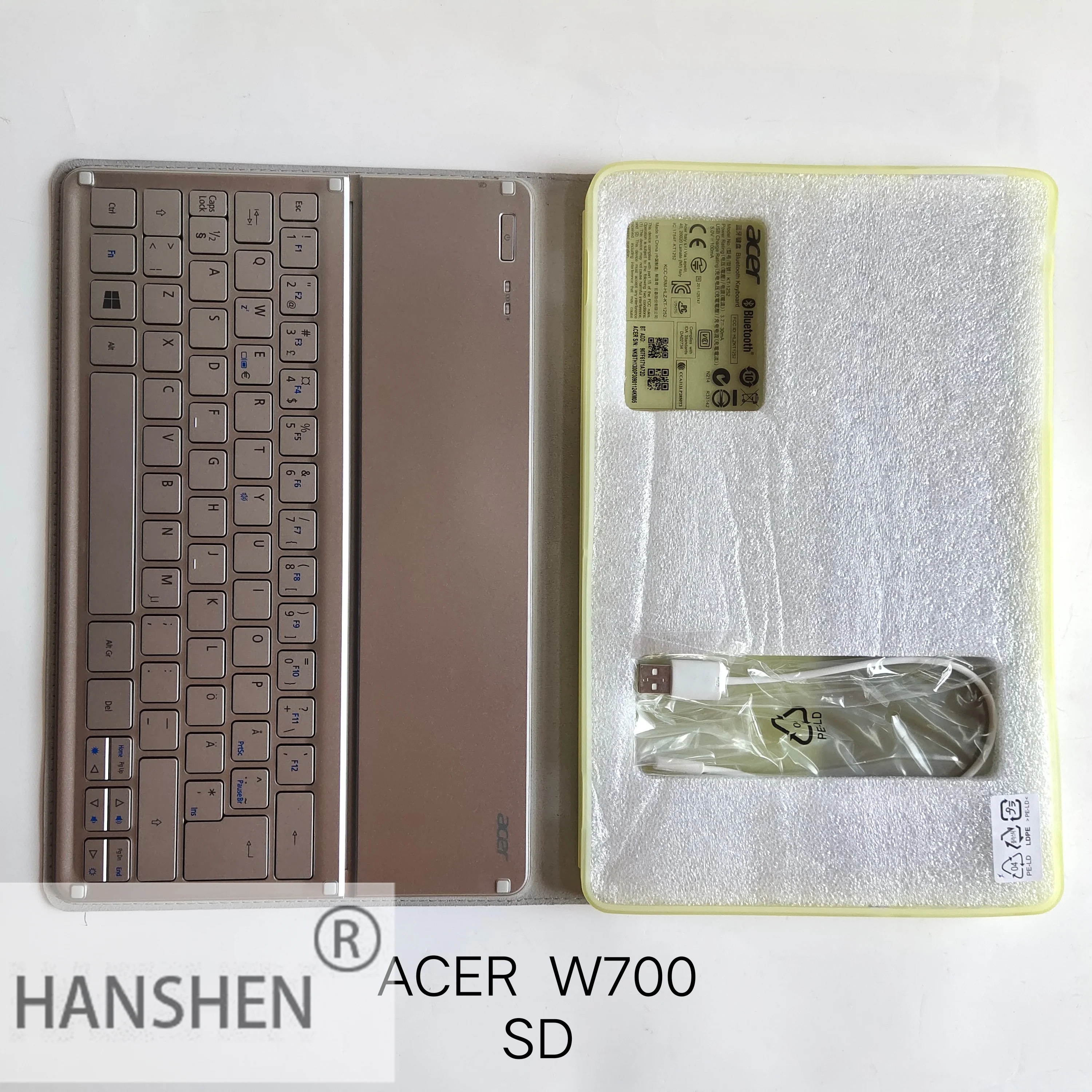New Original Bluetooth UI Keyboard Base and Tablet Case KT-1252 Acer Tab W700 Silver Keyboard