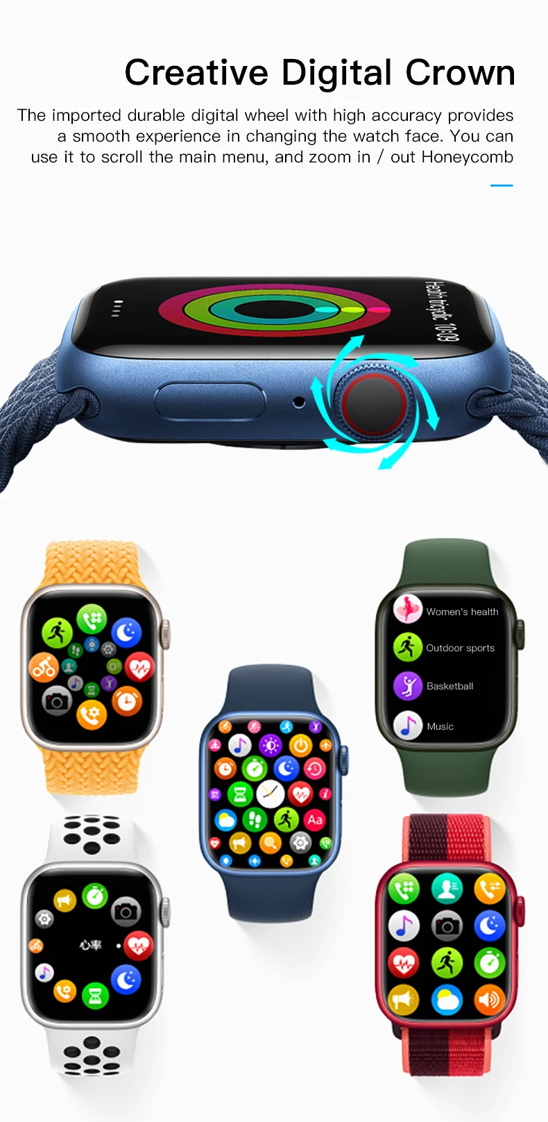 2022 NEW Smartwatch Bluetooth Calls Smart Watch For Men Women Sport Fitness Bracelet Custom Watch Face Sleep Heart Rate Monitor