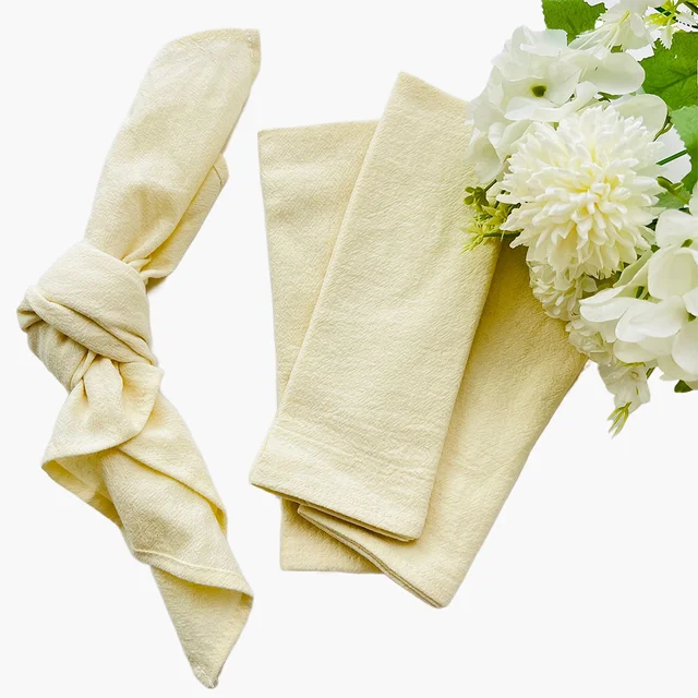 Serviettes en tissu 100% coton crème, 4 pièces, Serviettes de Table à dîner, douces, lavables, réutilisables, pour fêtes de mariage, Restaurant 4