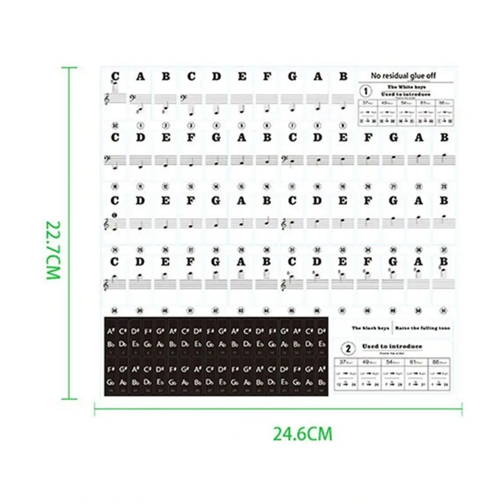Electronic Piano Keys Adhesive Sticker Symbol Piano Stave Note Keyboard Note Sticker White Keys Srcikers Keyboard