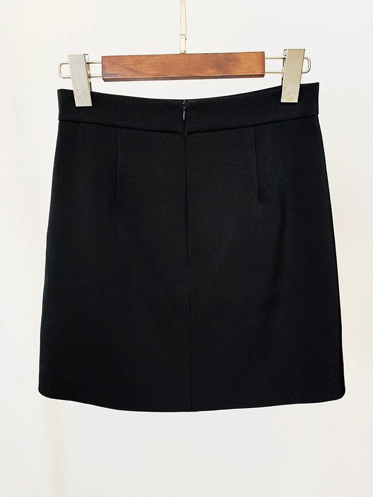 HIGH STREET Newest 2024 Designer Runway Suit Set Women's O-neck Zip Back Cropped Tops Mini Skirt Set 2pcs 6