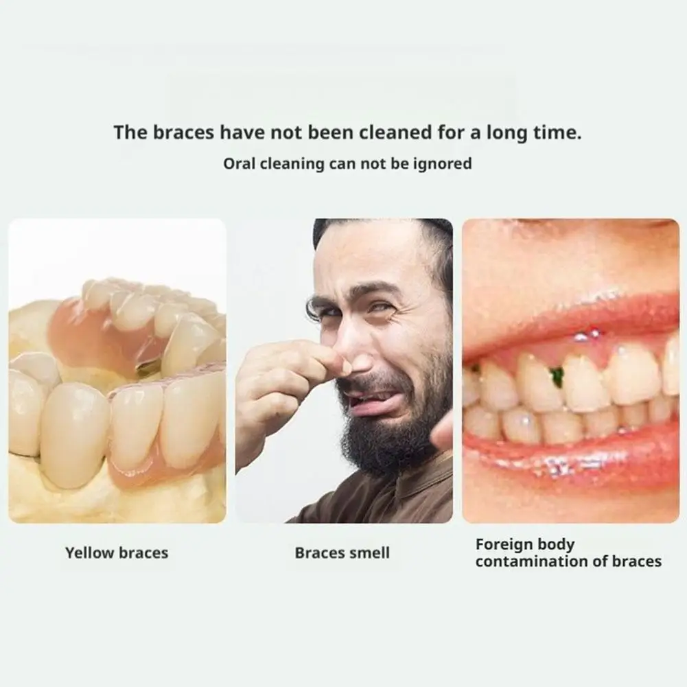 1-10PCS 양면 틀니 칫솔 청소 브러시 보이지 않는 교정기 교정기 디스케일링 브러시 칫솔 건강