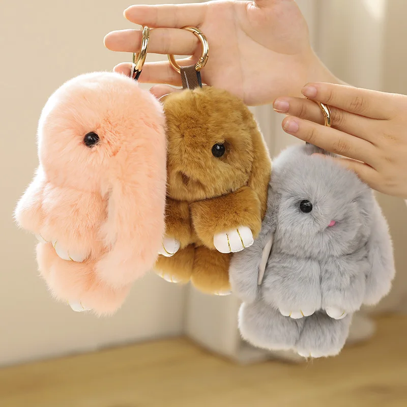 

15cm Cartoon Kawaii Rabbit Keychain Plush Toy Stuffed Soft Cute Fluffy Bunny Pendant Keychain Gift For Kid Girls Bag Car Decor
