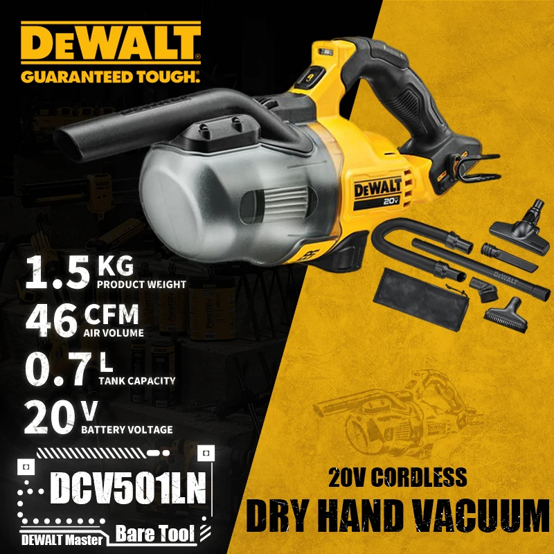 DEWALT DCV501LN Cordless Dry Hand Vacuum 20V Lithium Power Tools 46CFM