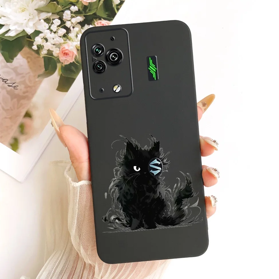 Cute Cat & Butterfly Design Silicone Case - Black Shark 5 Pro