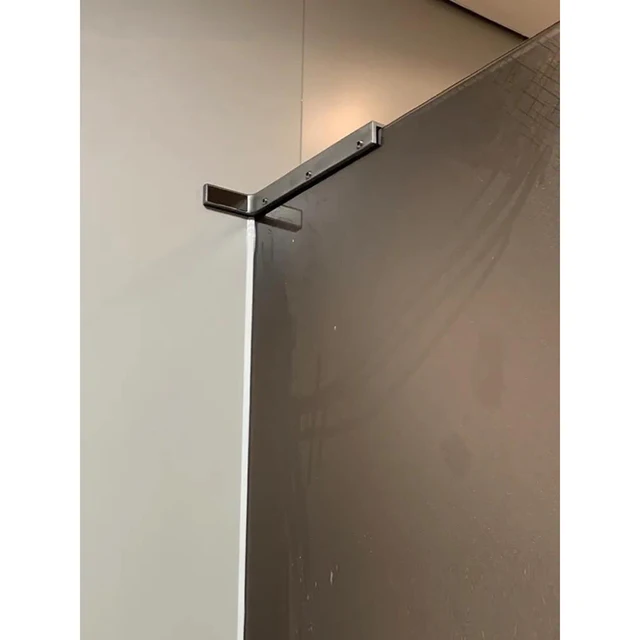 รางกันบานกระจกห้องอาบน้ำแบบยึดติด 1 ชิ้น สำหรับประตูกระจกโรงแรม ทำจากสแตนเลส รูปทรงตัวเลขเจ็ด  อุปกรณ์ฮาร์ดแวร์สำหรับห้องน้ำ 1