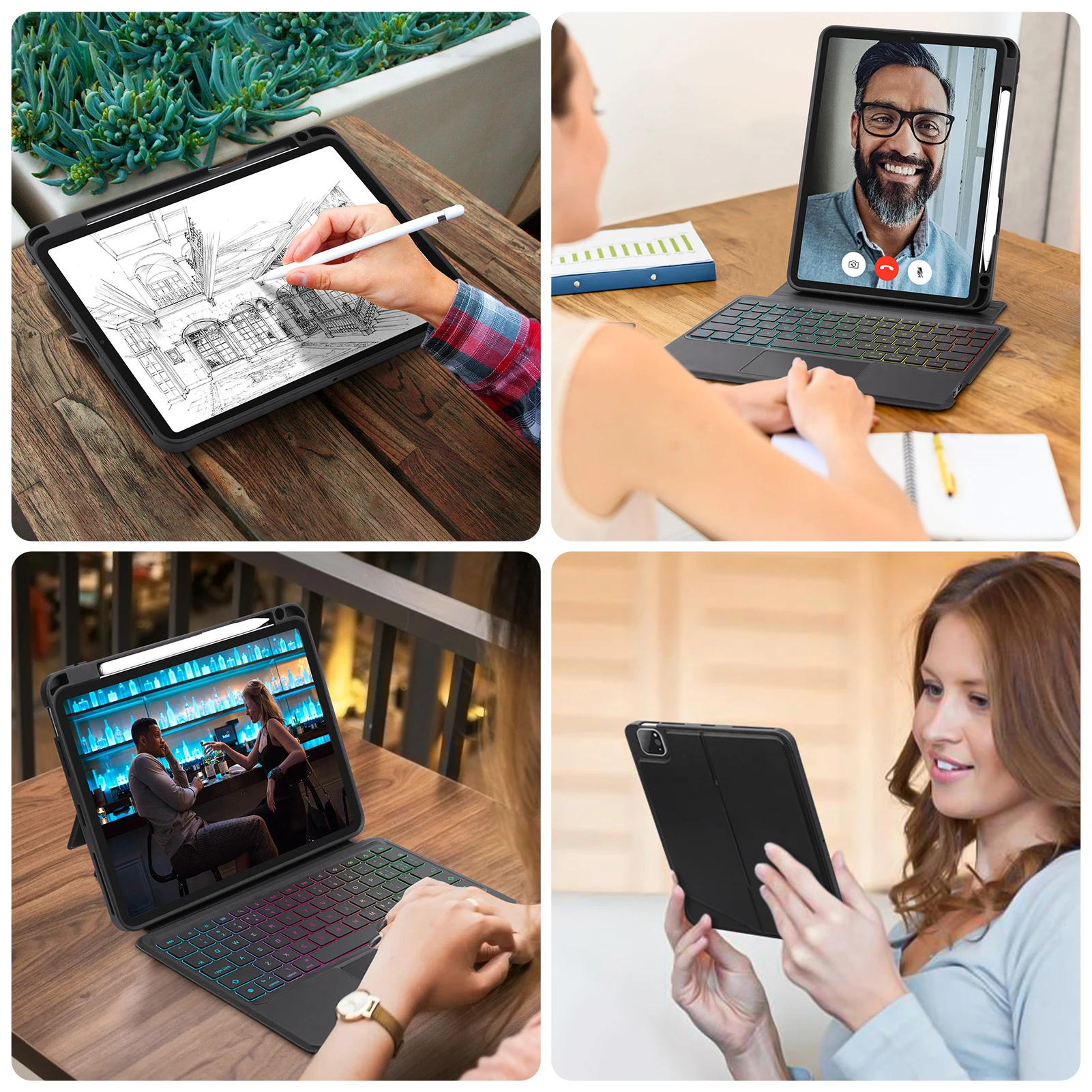 Goojodoq-case Teclado Mágico para Ipad Pro 11 Ipad Air 9ª Geração Magnético Destacável Rgb - Imagem 3
