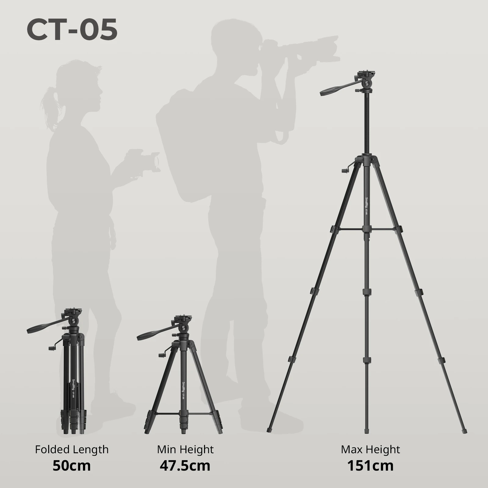 Versatile Lightweight Tripod Adjustable Portable Foldable Tripod for Camera W Sm