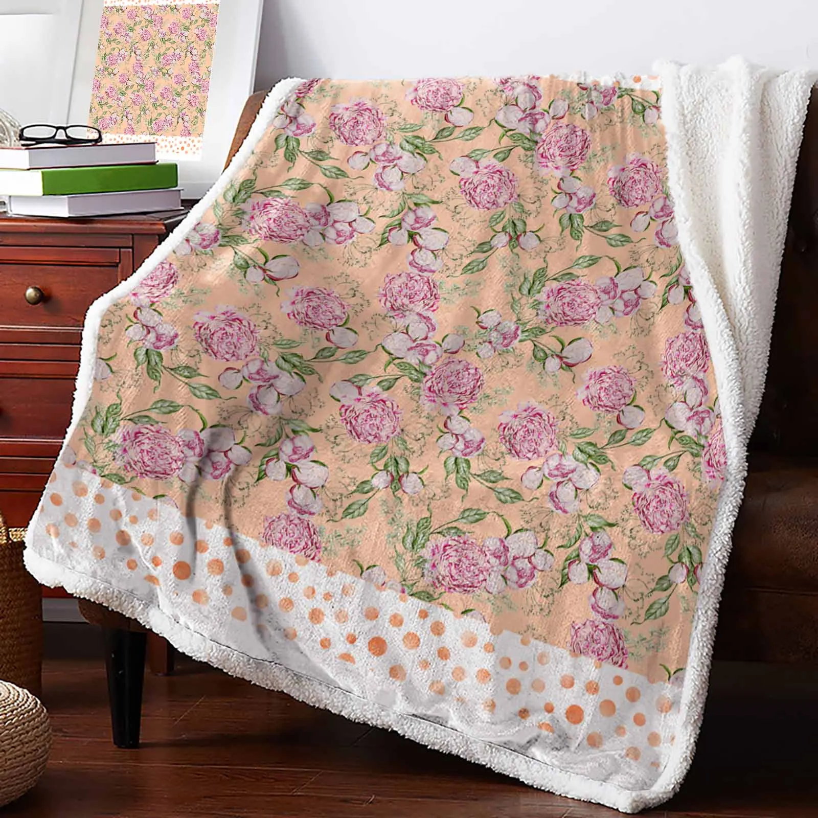 

Polka Dots Flowers Leaves Cashmere Blanket Warm Winter Soft Throw Blankets for Beds Sofa Wool Blanket Bedspread