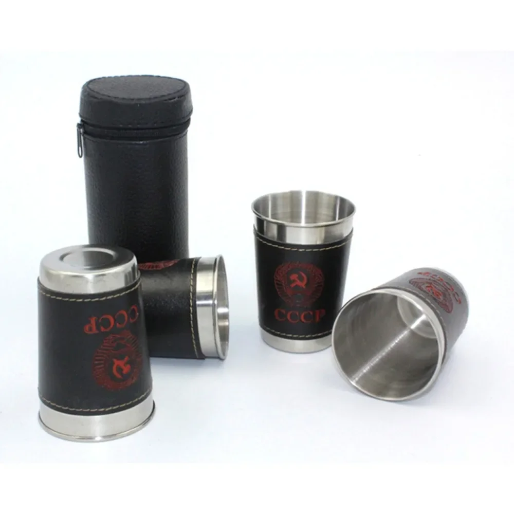 4pcs/set Stainless Steel Mini Wine Tumbler Portable Personalized 30ml/75ml/170ml Shot Glass Set