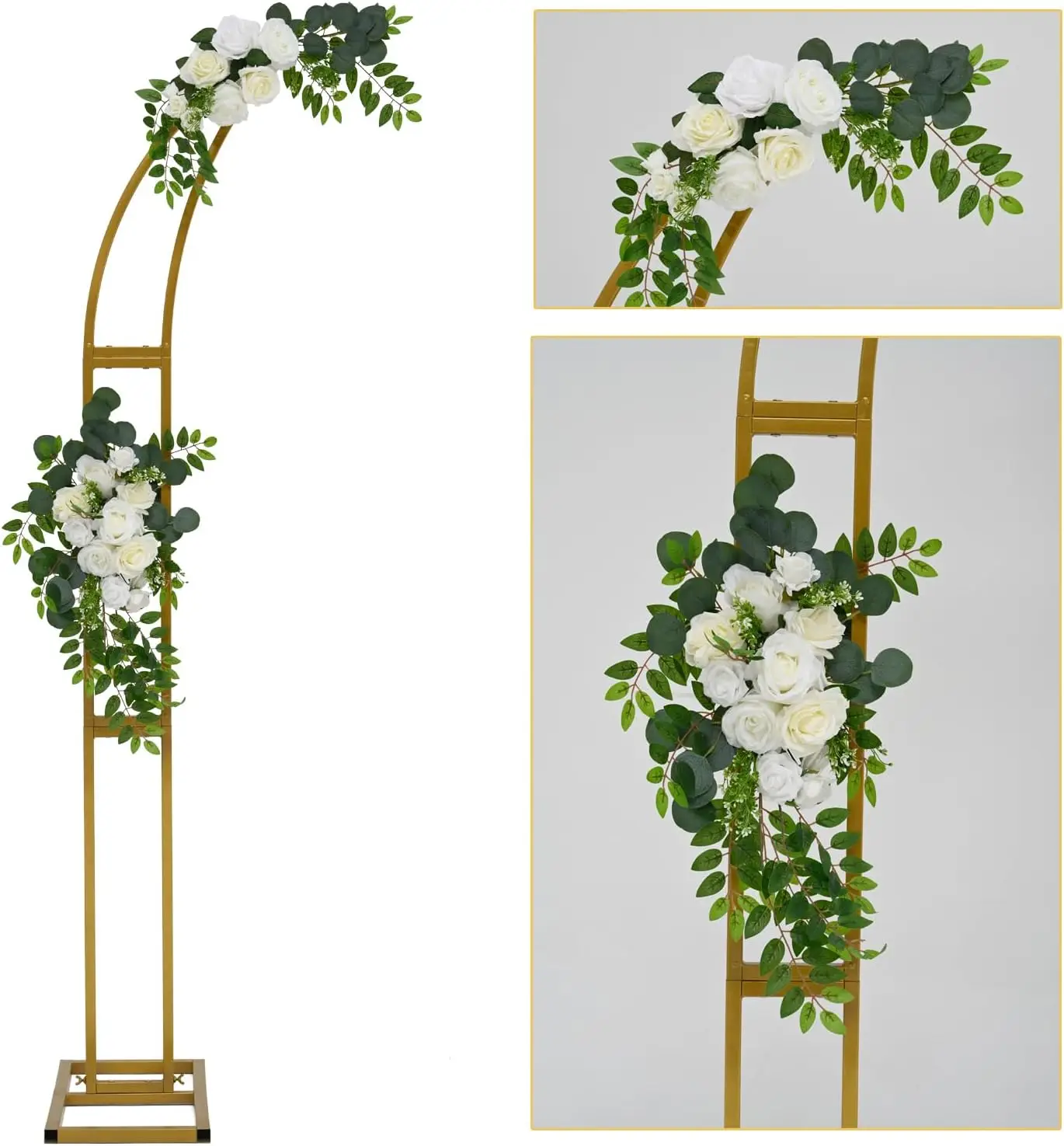 2pcs Curved Wedding Arch Backdrop Stand Balloon Arch for Ceremony Birthday Party Bride Baby Shower 5.9ft,6.9ft Half Moon Stand