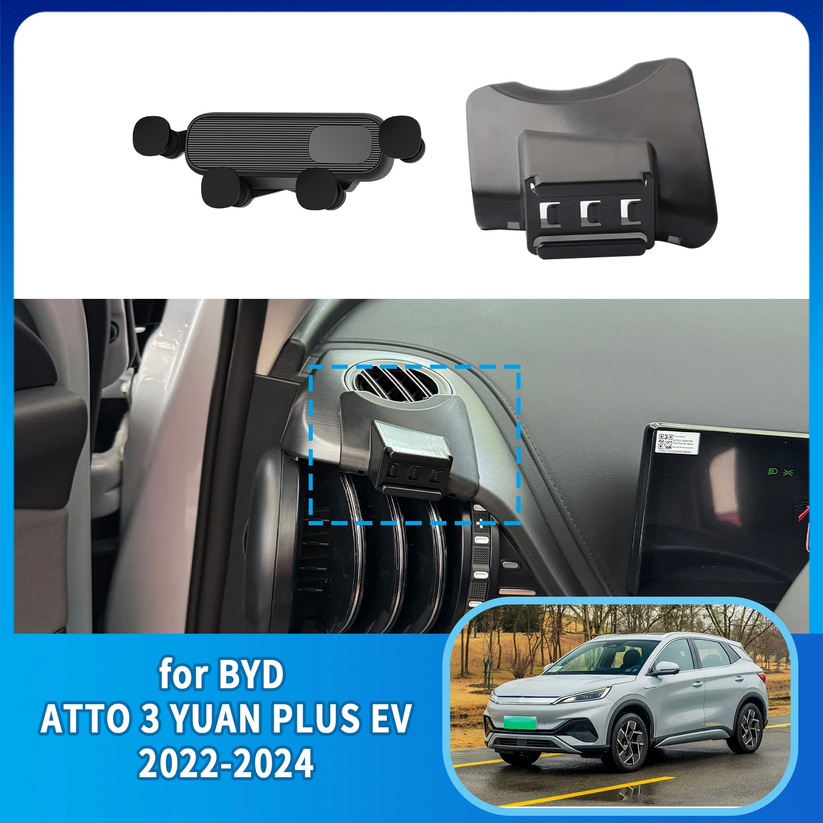 GPS 브래킷 자동차 휴대 전화 홀더 네비게이션 스탠드 BYD ATTO 3 YUAN PLUS EV 2022 2023 2024 용 자동차 액세서리