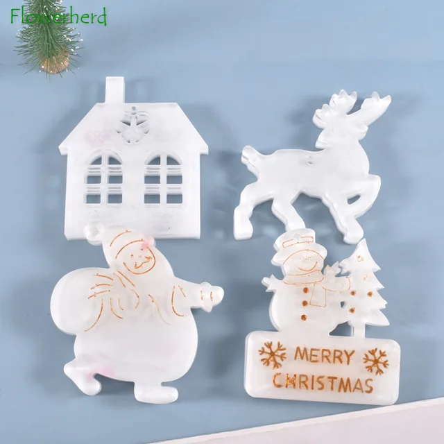 Diy Kristály Epoxi Gyanta Öntőformák Karácsonyi Dekoráció Jávorszarvas Mikulás Boldog Ház Függő Szilikon Penész Torta Díszítő Szerszámok - Image 3