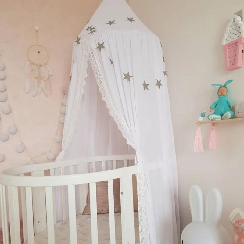 

Hanging Dome Anti Mosquito Net Chiffon Lace Round Top Bed Heavens Childrens Bedroom Canopy Bedroom Mosquitera Room Decoration