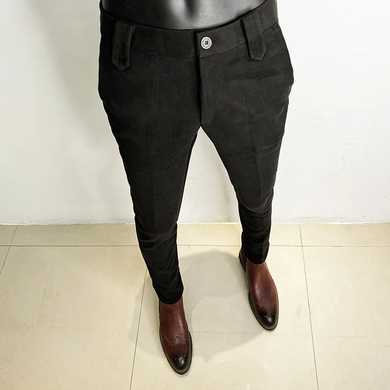 Business pants suit pants men pants Hot men pants slim fit men spring casual ankle length pants streetwear black gray dress suit trousers