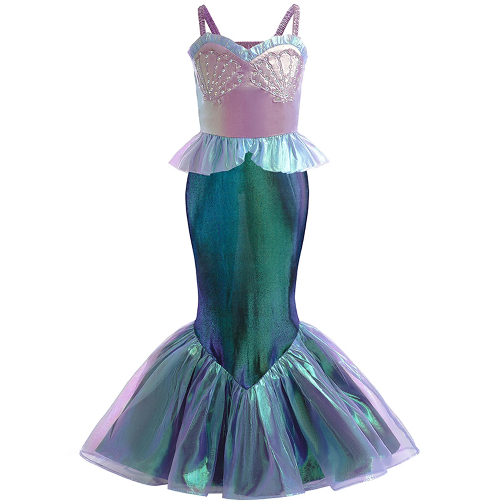 Halloween Kids Girls Mermaid Dress Cosplay Costume Sleeveless Fish Scales  Shiny Ruffle Fishtail Skirt Birthday Princess Dresses - AliExpress