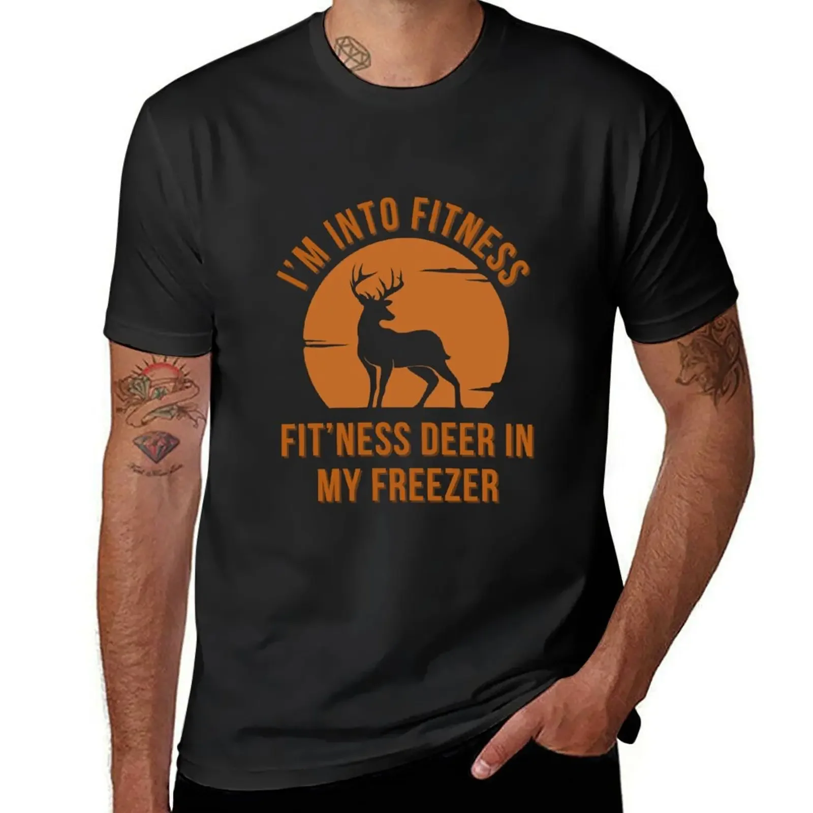 Mi Piace Fitness Fit'Ness Deer In My Freezer T-Shirt Funnys Anime Summer Top Plain Black T-Shirt Uomo