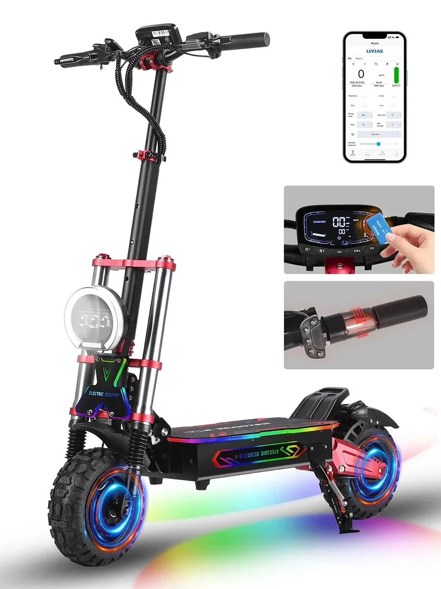 6000W dual motor 60v 38.4ah electric scooter max speed 85-100km/h nfc card unlock handle throttle lcd display 24 years S5