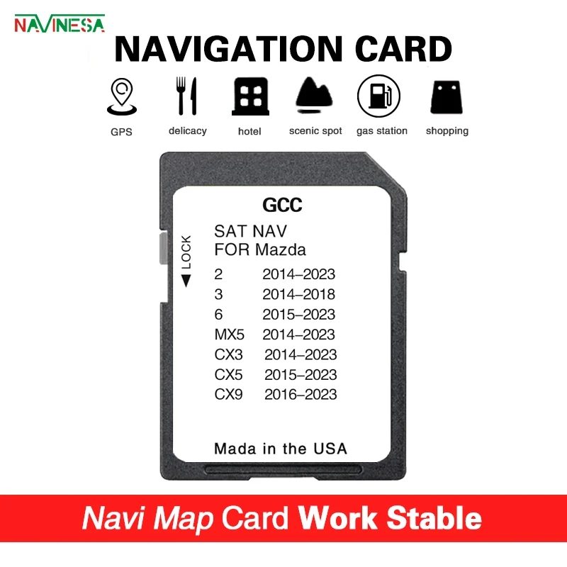 Mazda 2/3/6/MX5/CX5/CX9 자동차 Navi 시스템 GPS 지도 2024 용 일반 GCC 걸프 지역 중동 SD 메모리 카드 탐색 업데이트