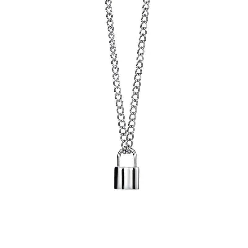 Punk Chain With Lock Necklace For Women Men Padlock Pendant Punk Chain With Lock Necklace For Women Men Padlock Pendant