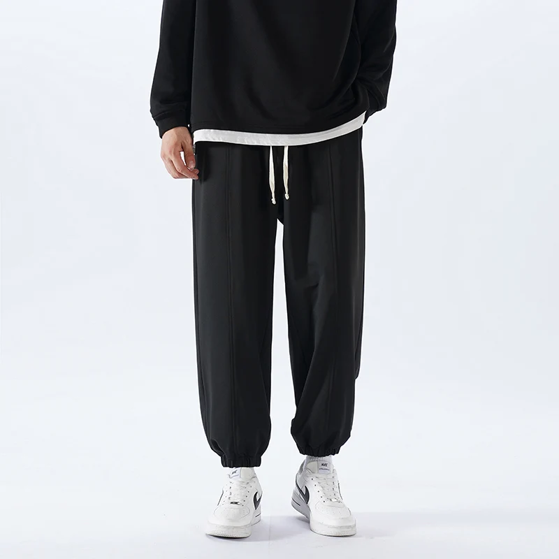 

TFETTERS Brand 2024 Black Mens Jogger Pants Spring Winter New Baggy Casual Pants Man Mid Rise Korean Tourism Elastic Ankle S-4XL