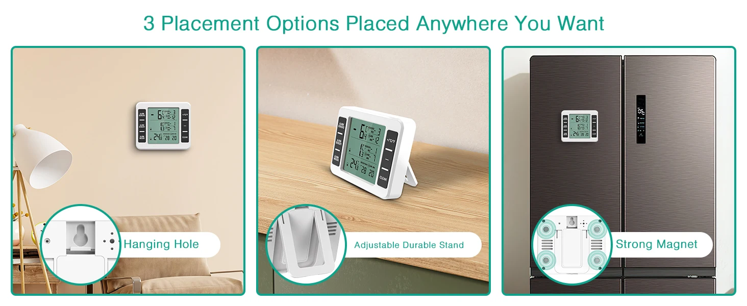 Description Picture 6 of itemRefrigerator Thermometer, Wireless Indoor Outdoor Temperature Monitor with Audible Alarm Temp Gauge for Freezer Kitchen Home