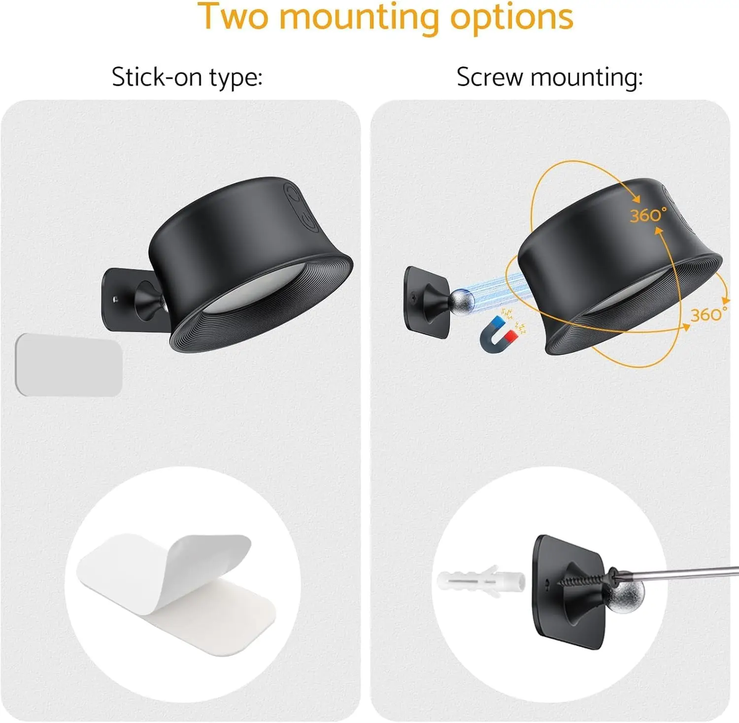 2Pack Rechargeable Magnetic LED Wall Light 2