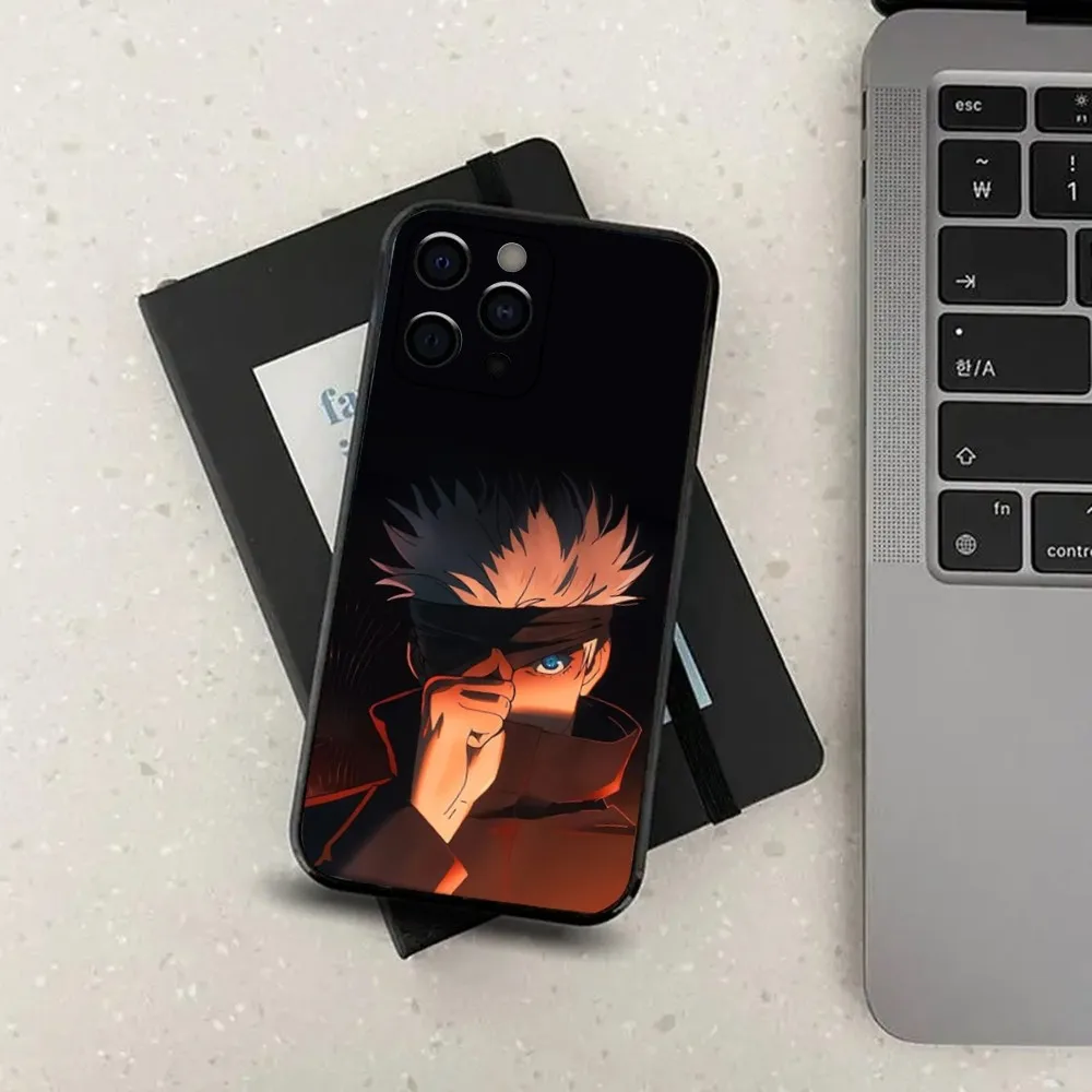 thumbnail image 1 of J-Jujutsu K-Kaisen G-Gojo Anime funda de teléfono para Apple iPhone 15,14,13,12,11,Pro,X,XS,Max,XR,Plus,Mini cubierta negra suave, 1 of 5