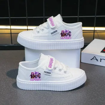 New Kpop Demon Hunter Children's Canvas Shoes Kids Sneakers Boys Girls Fashion Canvas Shoe Cartoon Print Breathable Casual Shoes