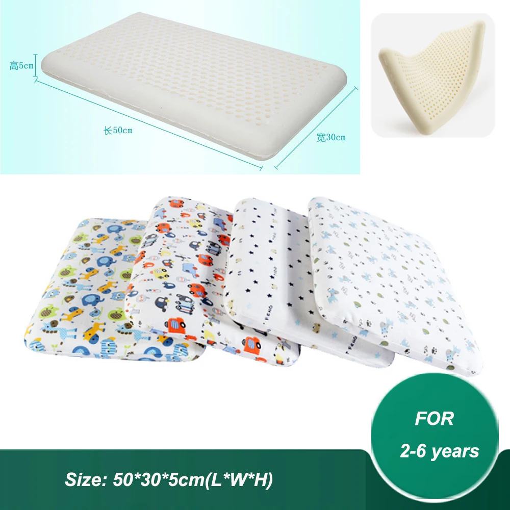 

50x30x5cm 2-6 Years Baby Natural Latex Pillow Kids Orthopedic Contour Pillow Cervical Neck Protect Sleeping Bedding Tools