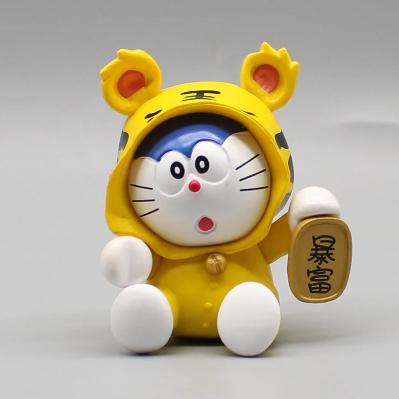 New 6.5cm Tiger Doraemon Gk Be Rich Handmade Puppet Anime Fogure Pvc
