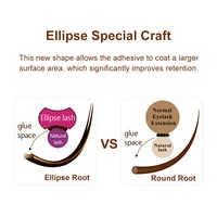 NATUHANA Brown Ellipse Flat Eyelashes Extensions Matte Faux Lashes Split Tips Soft Light Weight Ellipse Shaped Makeup Tools 3