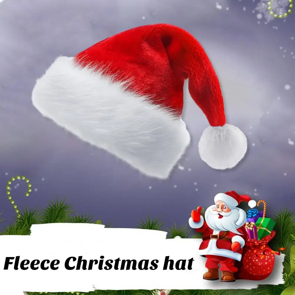 

Santa Hat Festive Family Christmas Hats Soft Plush Santa Claus Caps with Pompoms for Adults Kids Reusable Xmas Party Costume