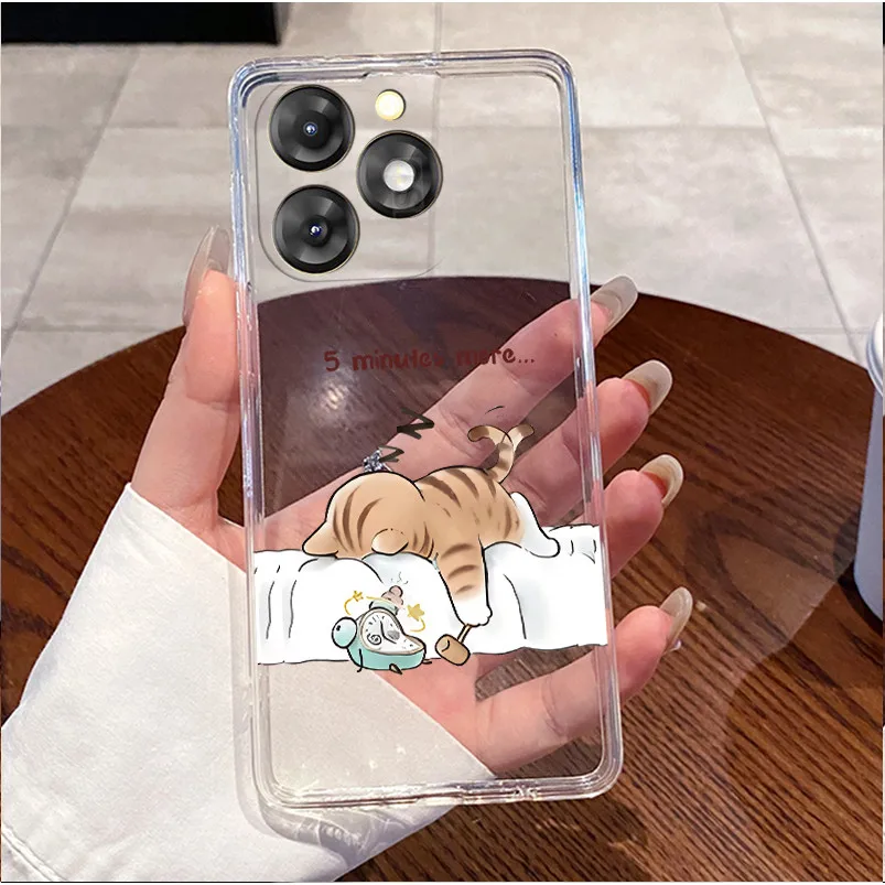 Luxury Clear TPU Case - Cute Rabbit & Funny Cat Design, Soft Silicone Protective Cover