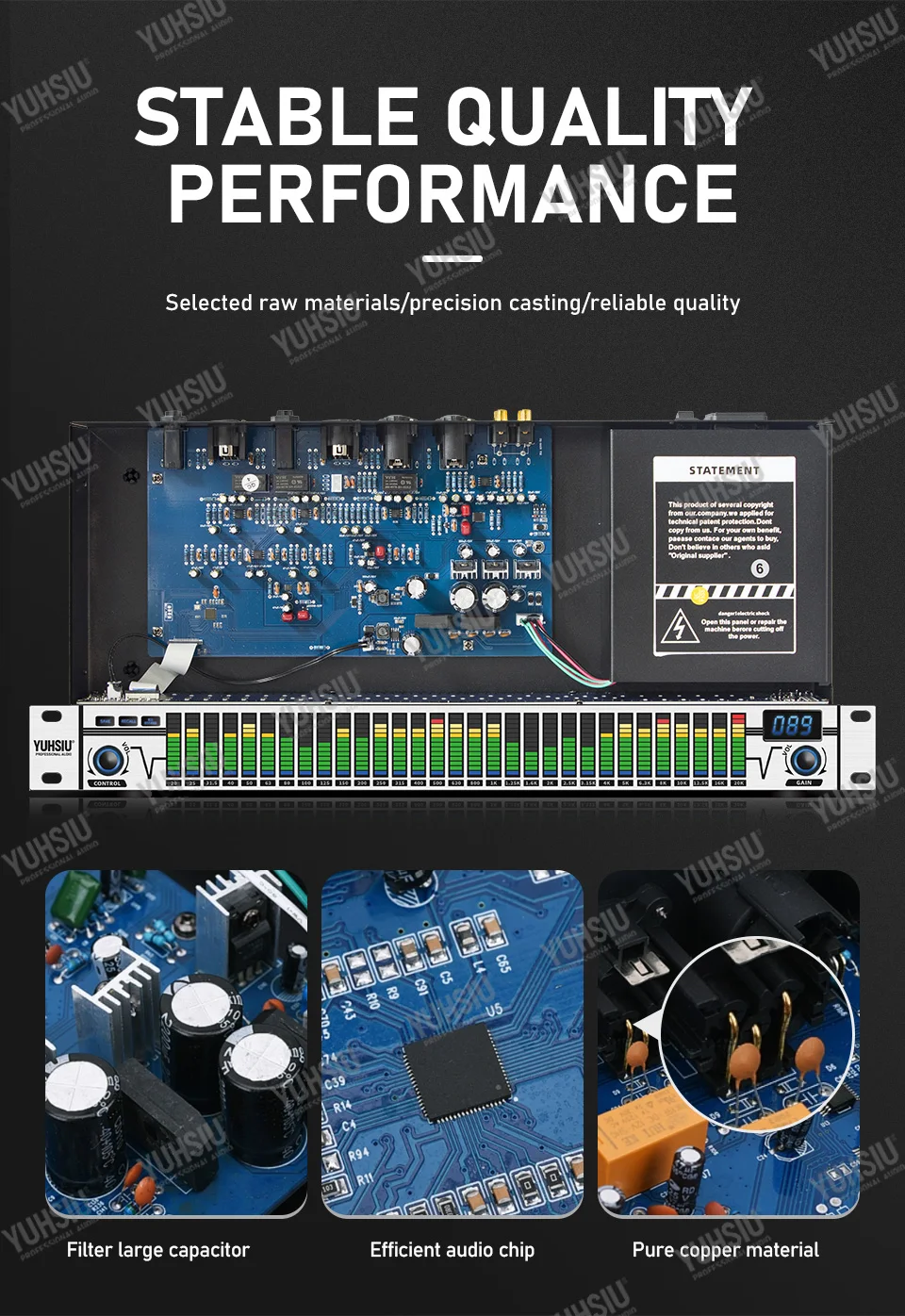YUHSIU New Professional Digital Equalizer Audio Controll 31 Band Denoise Karaoke Dj Sound Equipment For Stage Performance Family