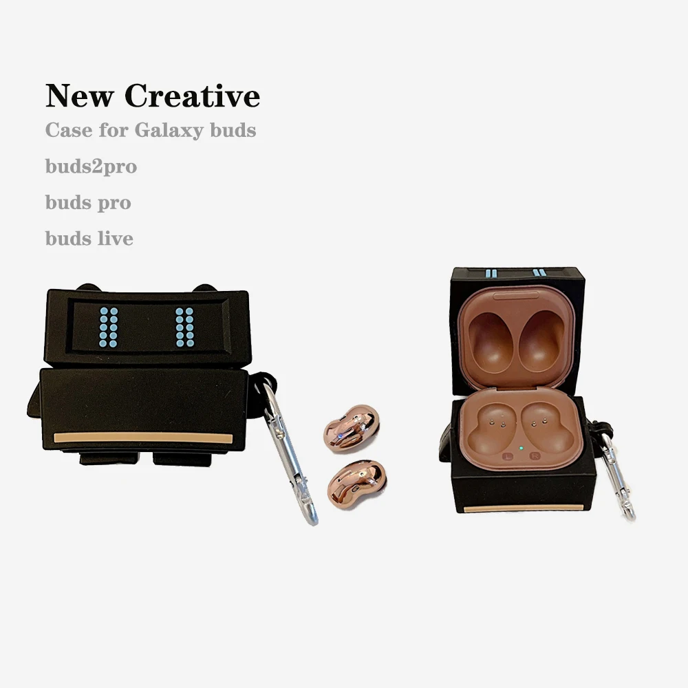 

The New Style 3D Black Cute Robot Soft Silicone Earphone Cover for Samsung Galaxy Buds Pro Case for Buds 2Pro Buds Live