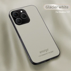 Luxury Business Leather Soft Frame Magnetic Phone Case Cover for Realme 15T (Beige)
