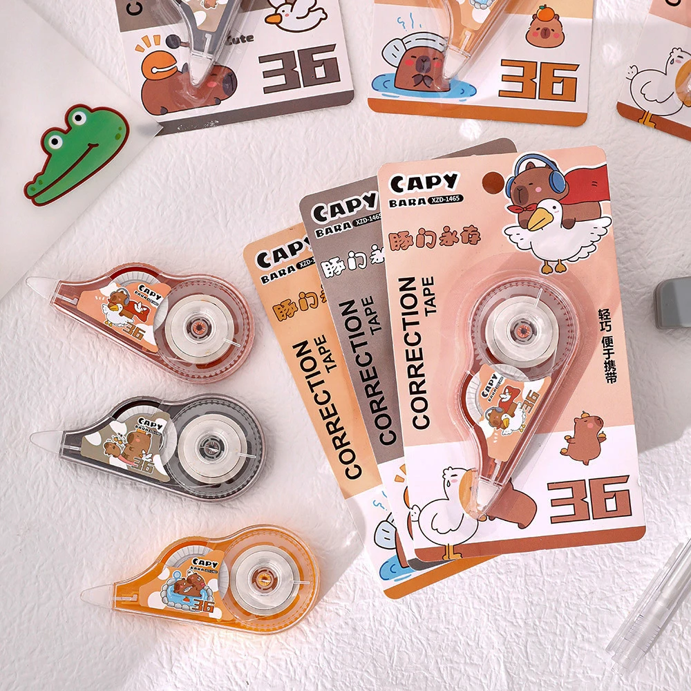 Ellen Brook 1 Pcs Mini Cartoon Capybara Large Capacity Correction Tape Tools School Office Corrector Stationery Supplies