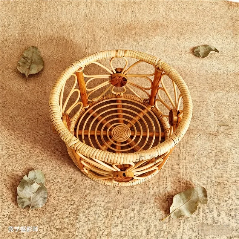 Newborn Studio Photo Shoots Props 1pc Handmade Vintage Bamboo Chair Baby Bed Crib Accessories for Baby Girl Boy Photography