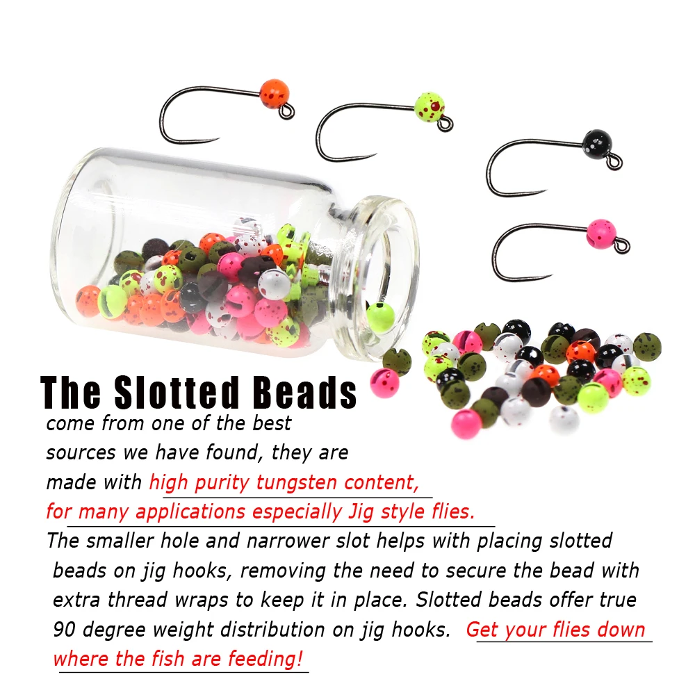 Fly Tying Beads 20PCS Mottled Slotted Tungsten Beads Head with Dot for Jig Hooks Nymphs Fly Tying Fishing Materials Weights 2.5mm ~3.5mm
